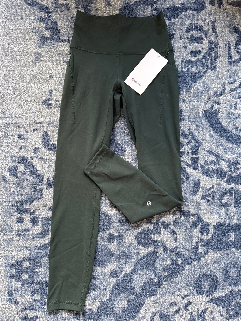 Lululemon Wunder Train HR Tight 25” with Pockets size 4 Rainforest Green